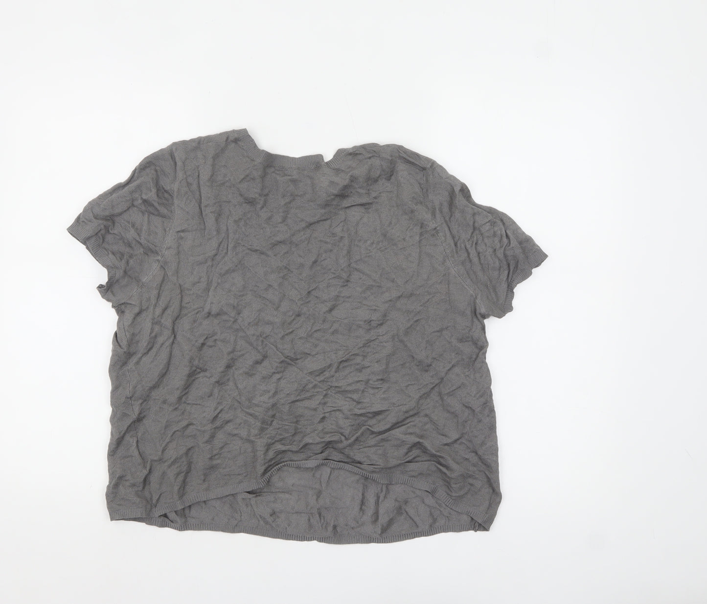 Zara Women's Grey Basic Short Sleeve Cotton Blend T-Shirt L