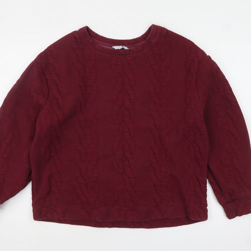 Next Women Burgundy Textured Pullover Sweatshirt Size L
