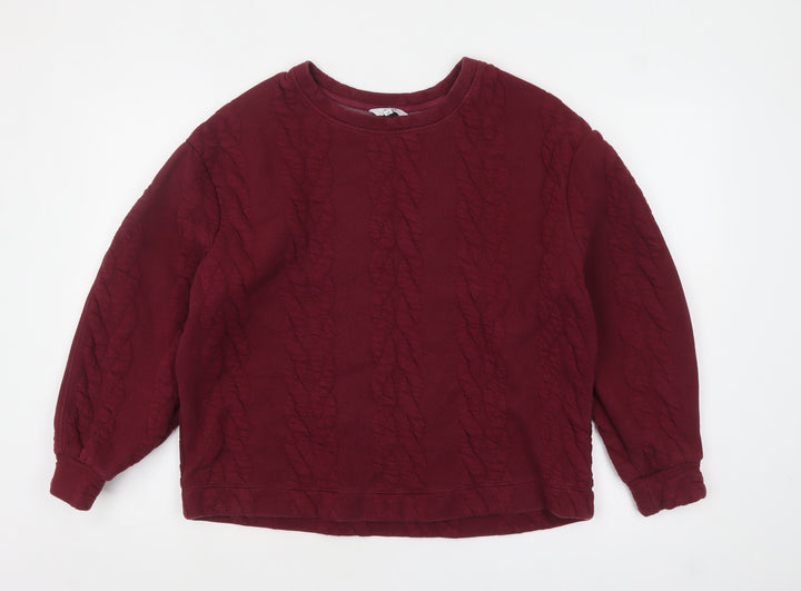 Next Women Burgundy Textured Pullover Sweatshirt Size L