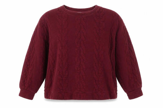 Front view of Next Women Burgundy Textured Pullover Sweatshirt, size L