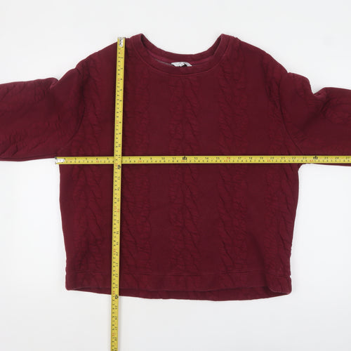 Next Women Burgundy Textured Pullover Sweatshirt Size L