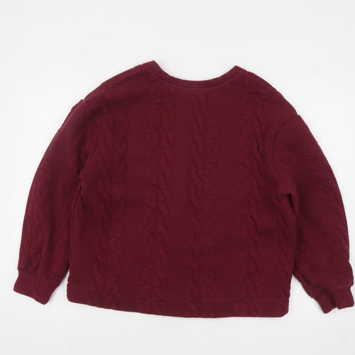Next Women Burgundy Textured Pullover Sweatshirt Size L