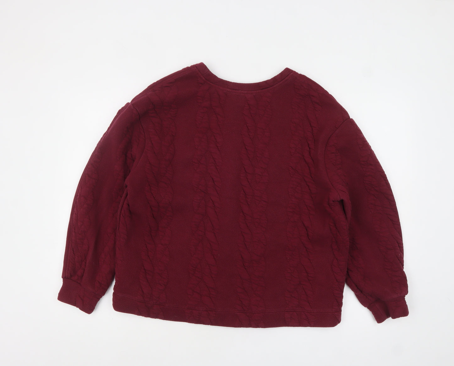 Next Women Burgundy Textured Pullover Sweatshirt Size L