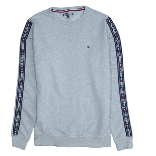 Tommy Hilfiger Men's Grey Logo Tape Crew Neck Sweatshirt Size S