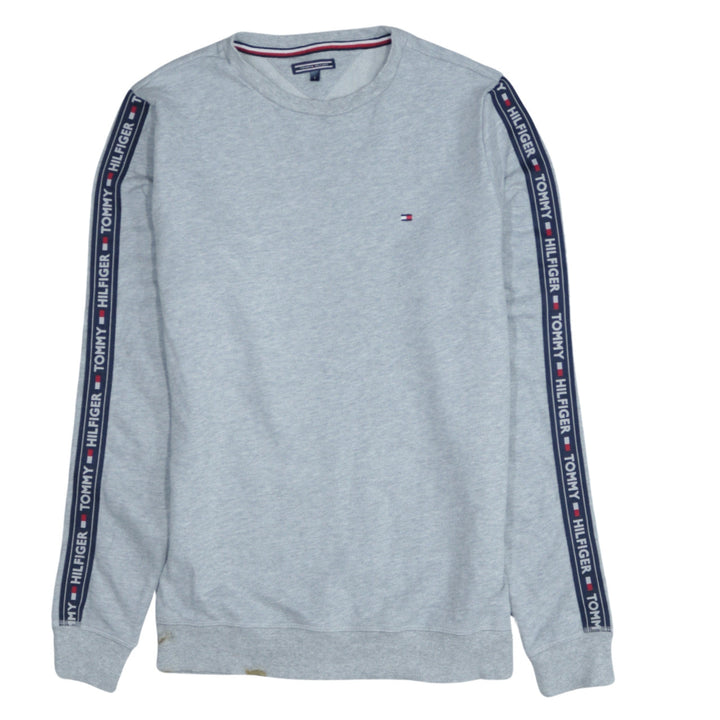 Tommy Hilfiger Men's Grey Logo Tape Crew Neck Sweatshirt Size S