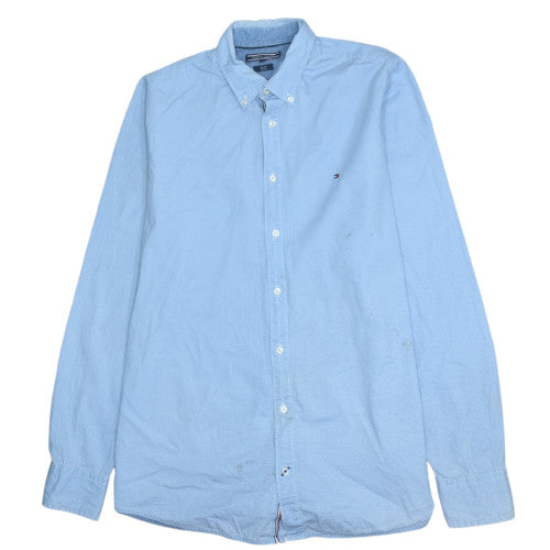 Tommy Hilfiger Men's Blue Slim Fit Stretch Button-Up Shirt M