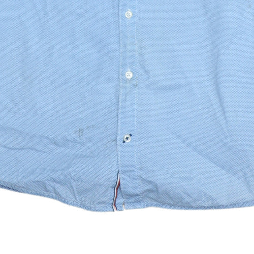 Tommy Hilfiger Men's Blue Slim Fit Stretch Button-Up Shirt M