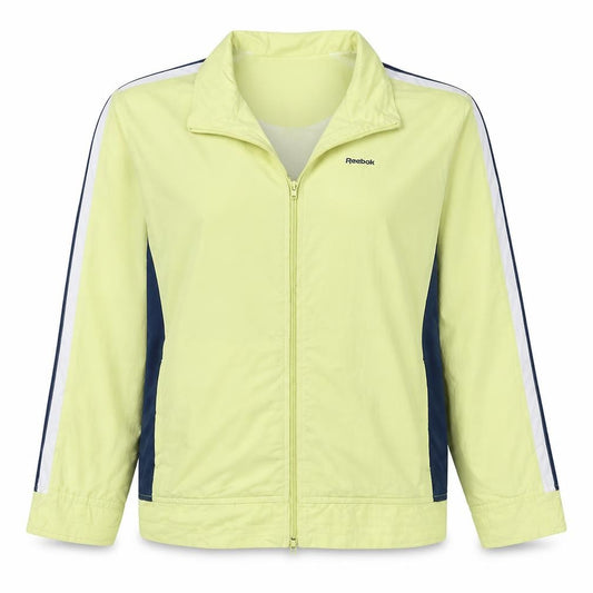 Reebok Womens Yellow Track Jacket Size 14 Full Zip Polyester