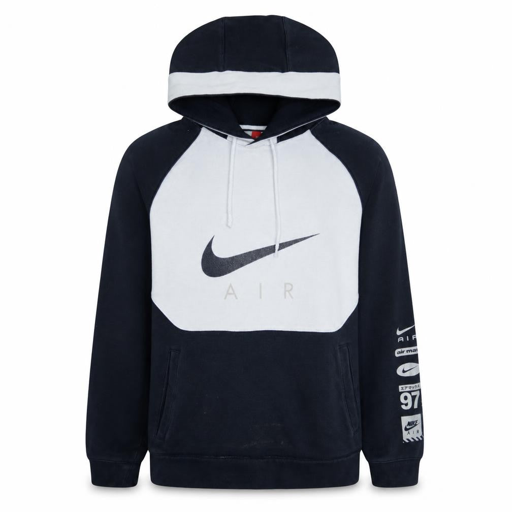 Front view of Nike Men's Black Air Pullover Hoodie, size S, Regular Fit