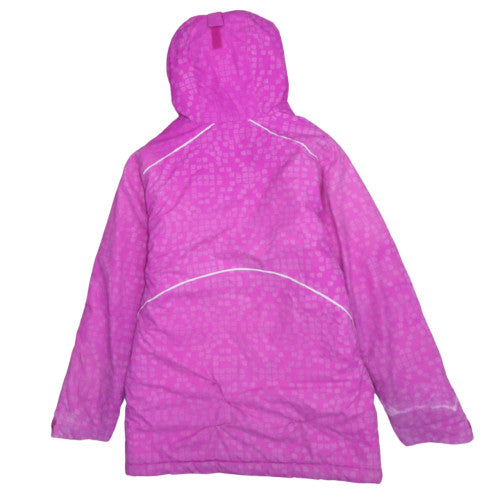 Close-up detail of Columbia Women's Pink Hooded Waterproof Winter Jacket, size M