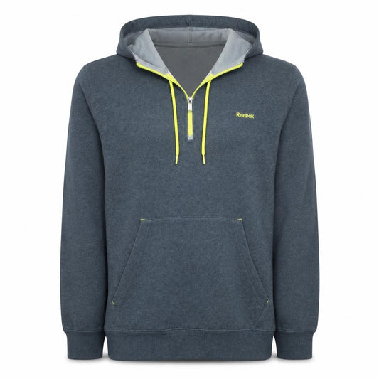 Front view of Reebok Men's Grey 2XL 1/2 Zip Hooded Sweatshirt