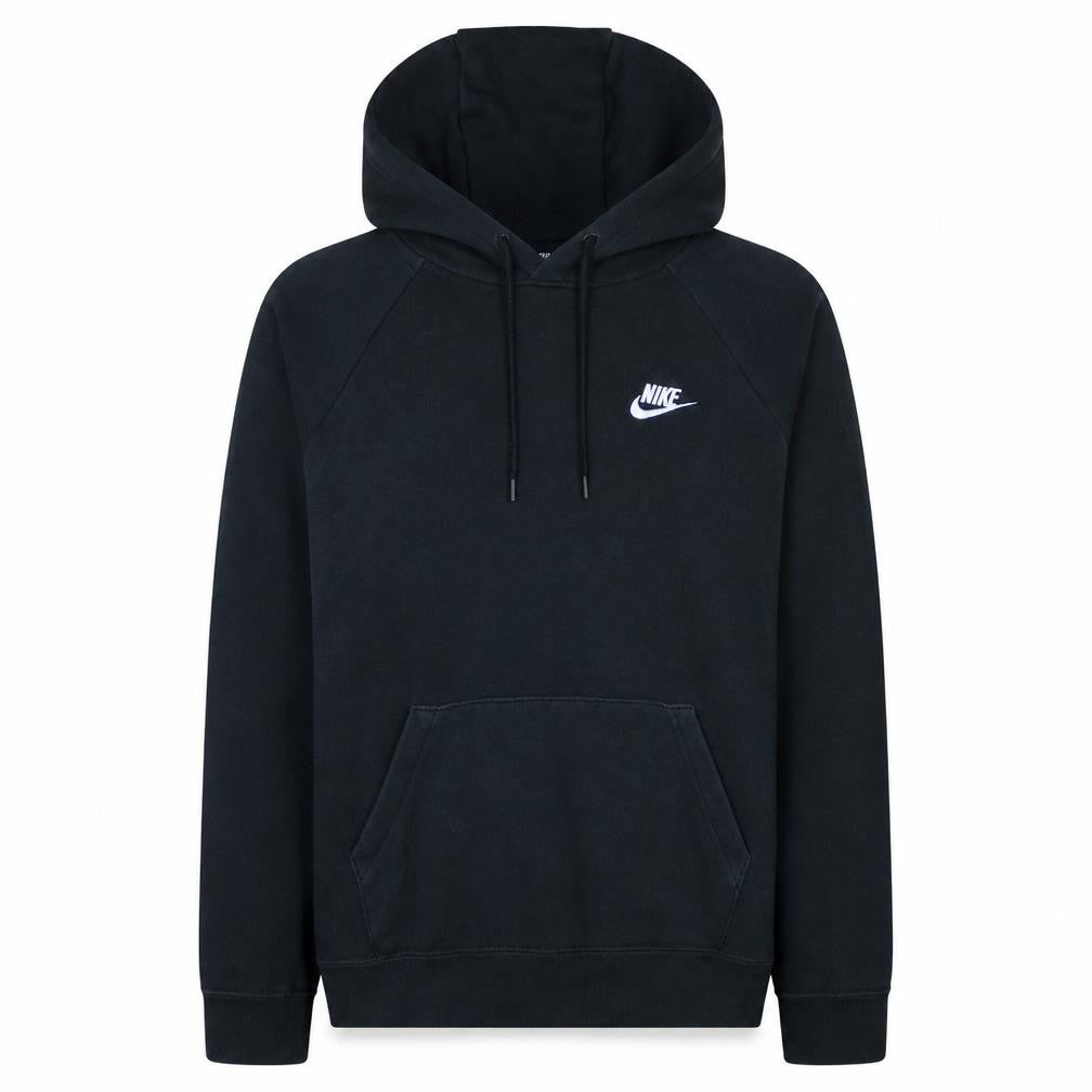 Front view of Nike men’s black pullover hoodie small regular fit fleece sweatshirt