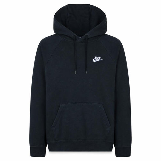 Front view of Nike men’s black pullover hoodie small regular fit fleece sweatshirt