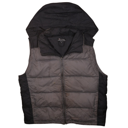 Champion Men's Grey XL Puffer Waistcoat with Hood - Lined Outdoor Vest