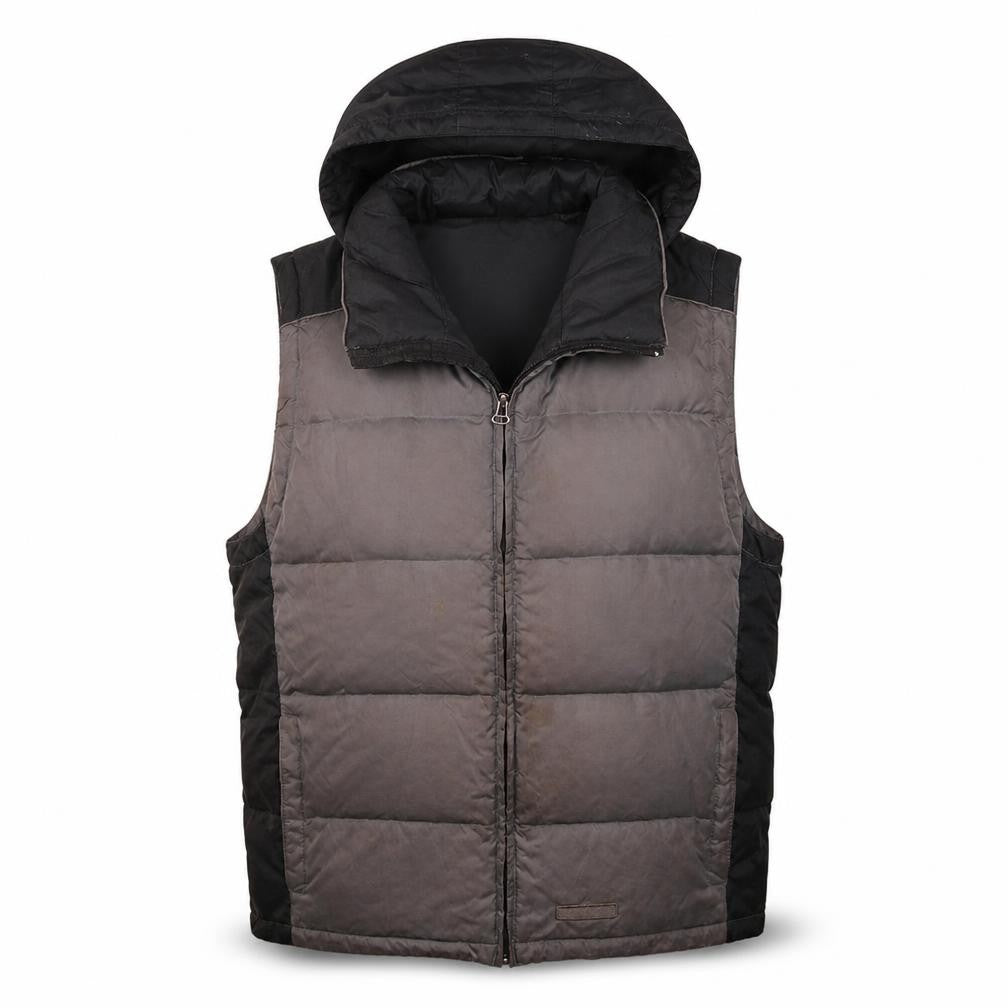 Champion Men's Grey XL Puffer Waistcoat with Hood - Lined Outdoor Vest