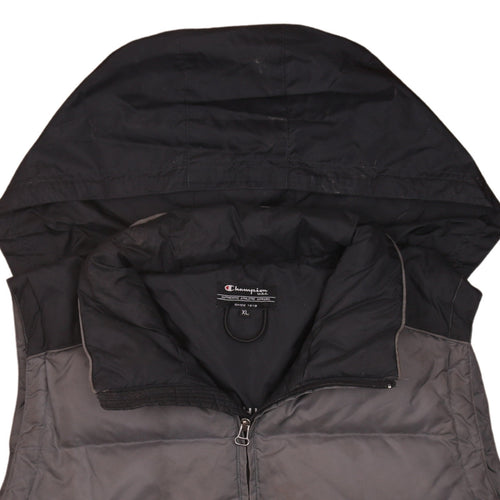 Champion Men's Grey XL Puffer Waistcoat with Hood - Lined Outdoor Vest