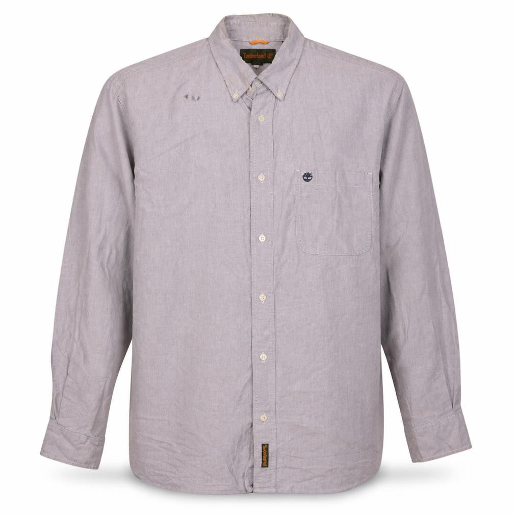 Timberland Men's Grey XL Long Sleeve Button-Up Cotton Shirt