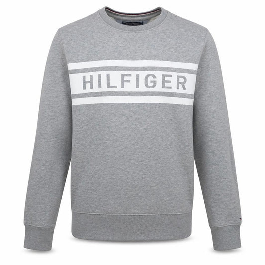 Front view of Tommy Hilfiger Men's Grey Logo Sweatshirt Small Classic Fit