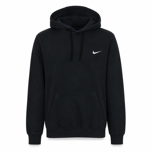 Front view of Nike Men's Black Small Pullover Hoodie with Logo Pocket Fleece