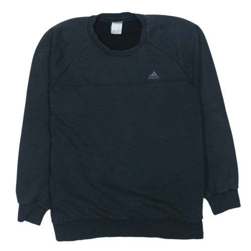 Adidas Mens Black L Pullover Sweatshirt Crew Neck Fleece
