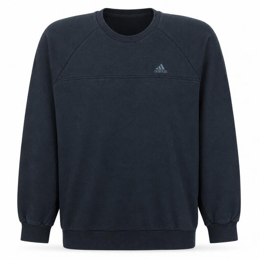 Front view of Adidas men’s black l pullover sweatshirt crew neck fleece