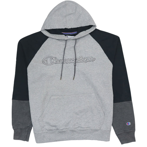 Champion Men's Grey Pullover Hoodie L Fleece Logo Sweatshirt