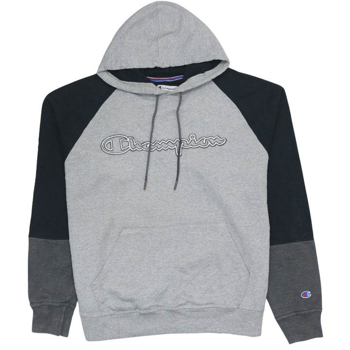 Champion Men's Grey Pullover Hoodie L Fleece Logo Sweatshirt