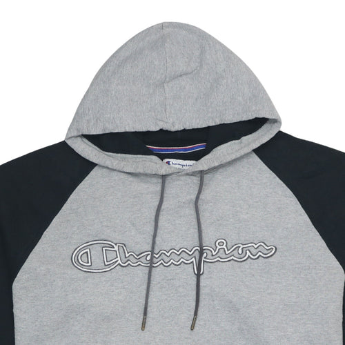 Champion Men's Grey Pullover Hoodie L Fleece Logo Sweatshirt