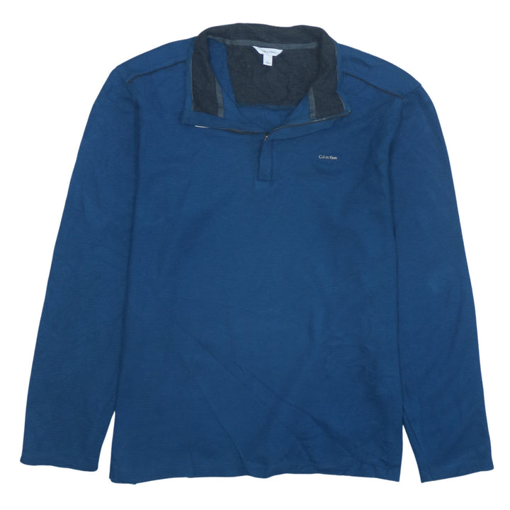 Calvin Klein Men's Blue 1/4 Zip Henley Sweatshirt Size L