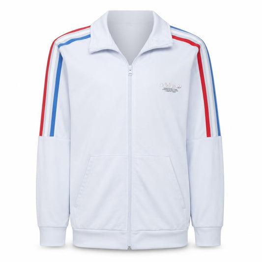 Front view of adidas boys’ white 15-16 years track jacket full zip polyester activewear