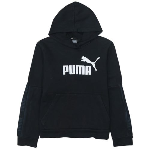 Puma Womens Black XL Pullover Hoodie Cotton Blend Logo Print