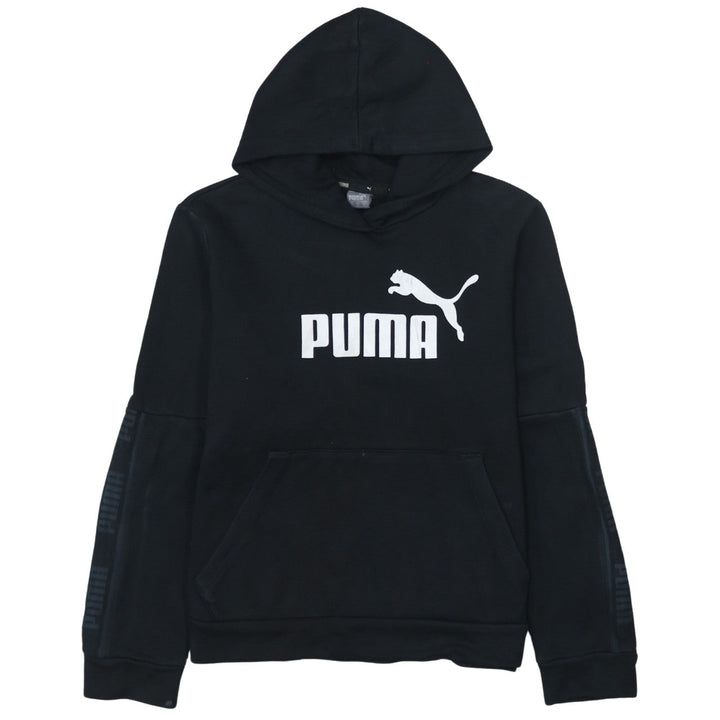 Puma Womens Black XL Pullover Hoodie Cotton Blend Logo Print