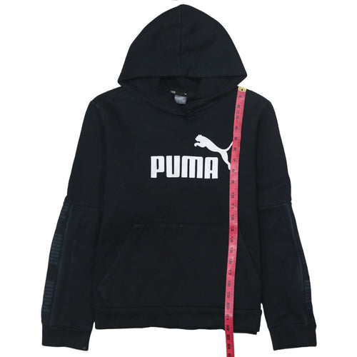Puma Womens Black XL Pullover Hoodie Cotton Blend Logo Print