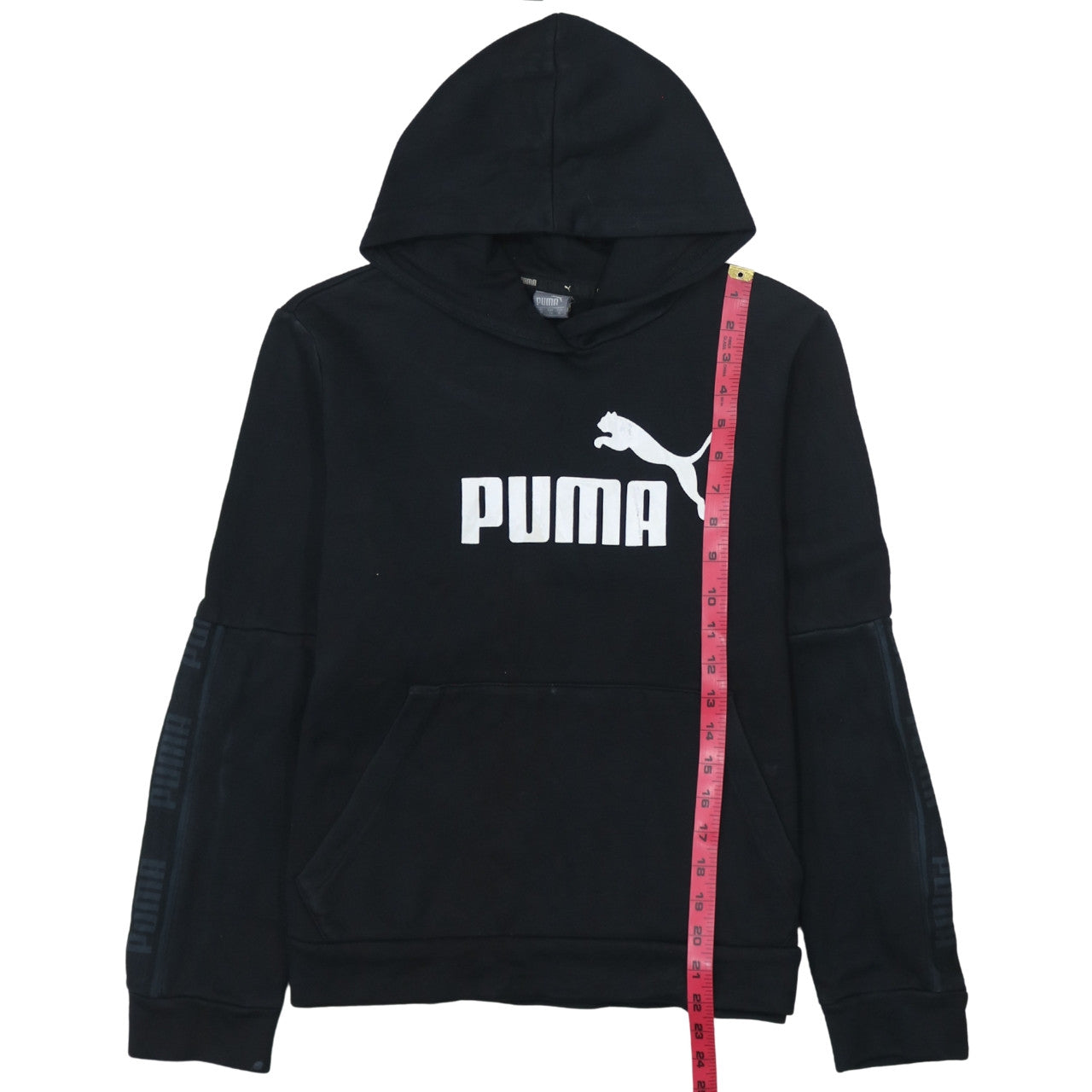 Puma Womens Black XL Pullover Hoodie Cotton Blend Logo Print