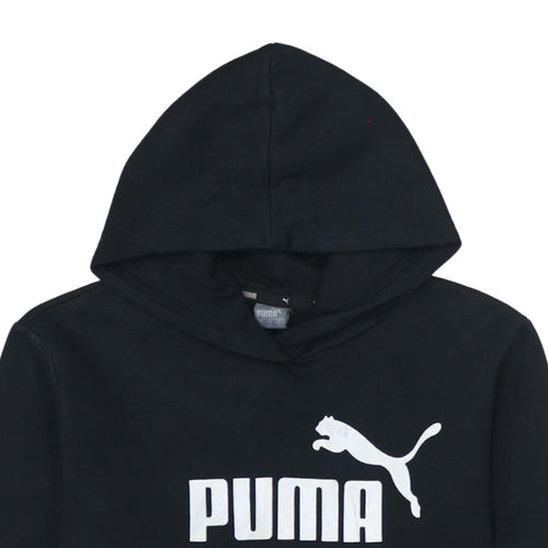 Puma Womens Black XL Pullover Hoodie Cotton Blend Logo Print