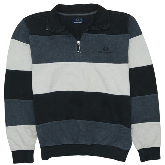 Fred Perry Men's Multicoloured Long Sleeve 1/4 Zip Polo L