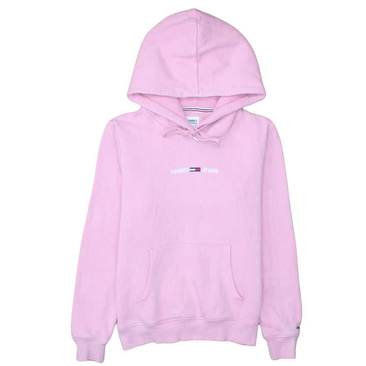 Tommy Jeans Women Pink Hoodie Small Pullover Cotton Casual