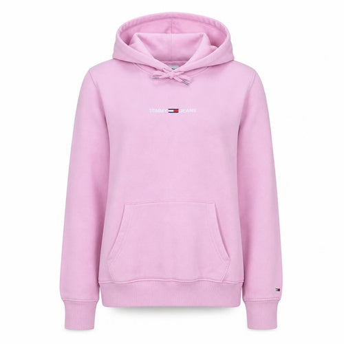 Tommy Jeans Women Pink Hoodie Small Pullover Cotton Casual