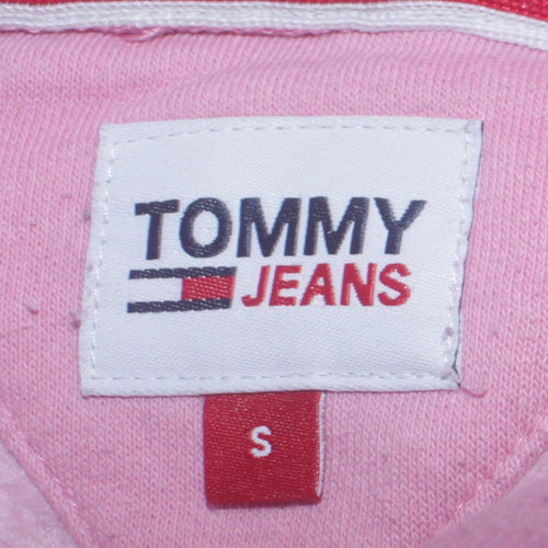 Tommy Jeans Women Pink Hoodie Small Pullover Cotton Casual