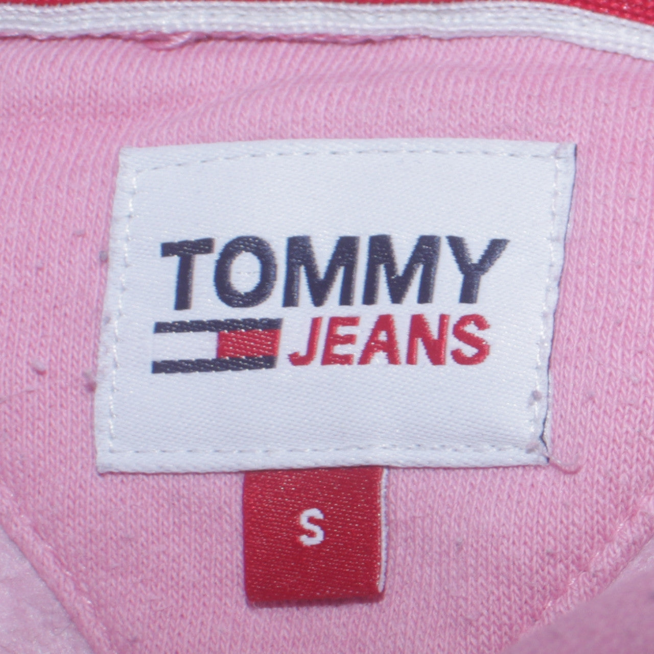 Tommy Jeans Women Pink Hoodie Small Pullover Cotton Casual