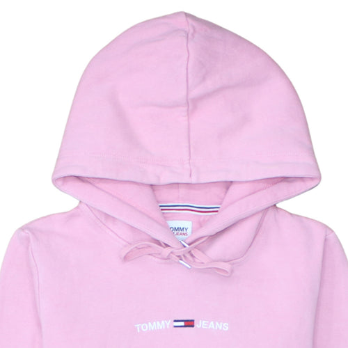 Tommy Jeans Women Pink Hoodie Small Pullover Cotton Casual