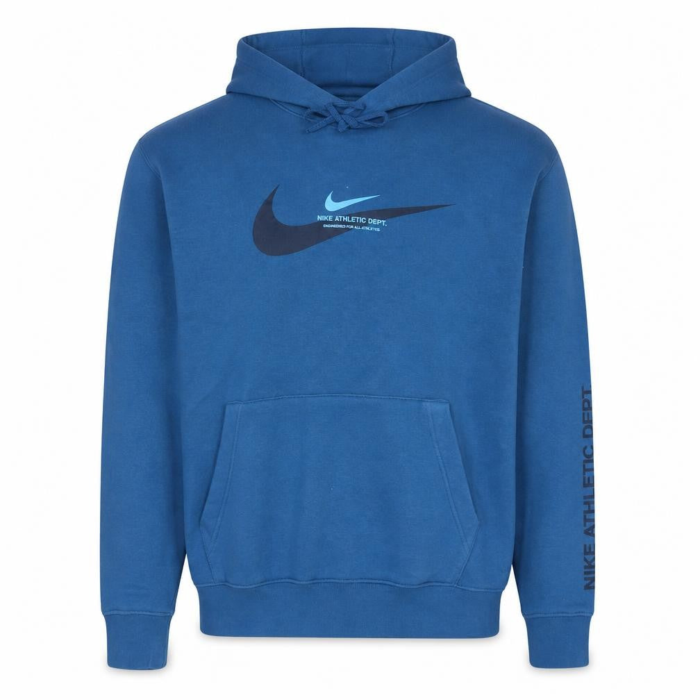 Front view of Nike Men's Blue XL Pullover Hoodie Athletic Dept Logo Sweatshirt