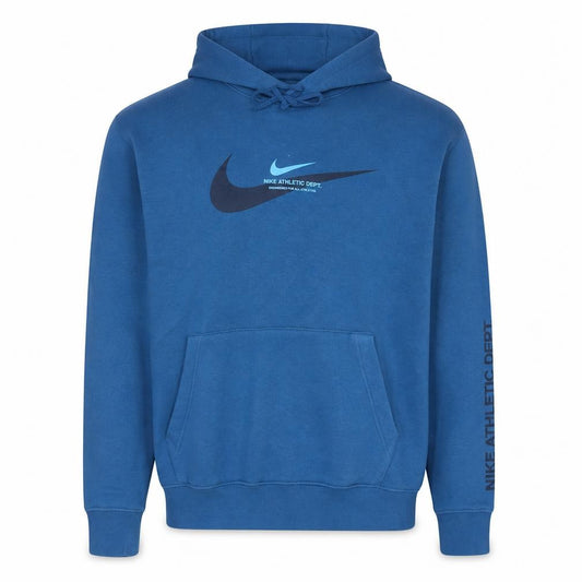Front view of Nike Men's Blue XL Pullover Hoodie Athletic Dept Logo Sweatshirt