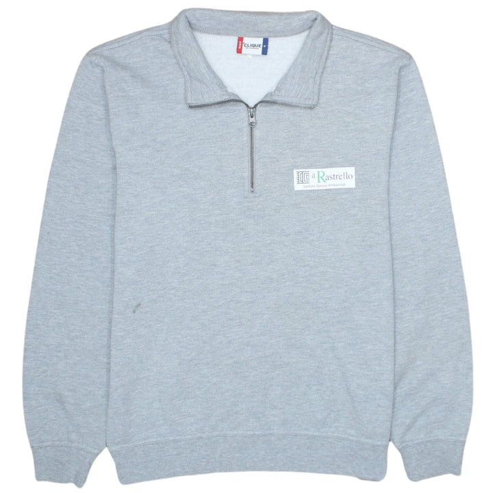 Clique Mens Grey 1/4 Zip Collared Sweatshirt Size M