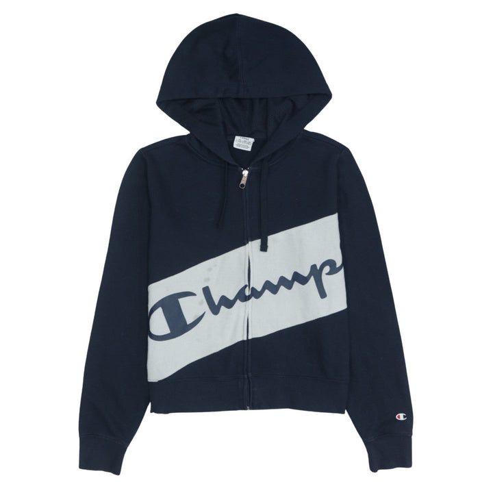 Champion Men's Blue Full Zip Hoodie Large Logo Sportswear