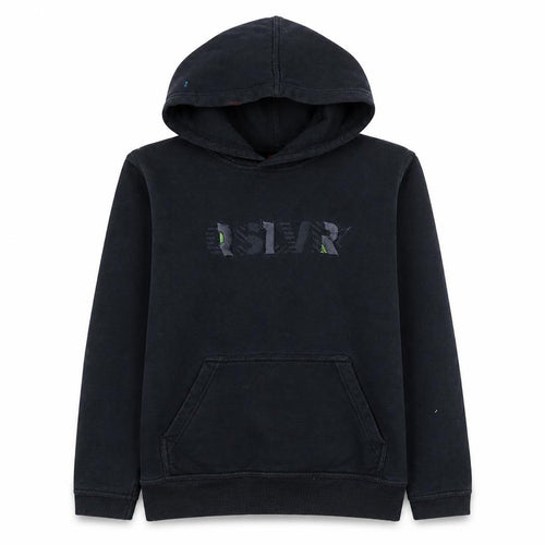 Quiksilver Boys Black Hoodie Pullover Fleece Graphic Print Size 14 Years