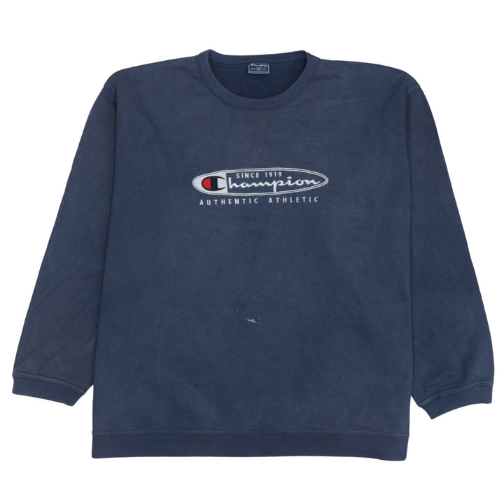 Champion Men's Blue 2XL Pullover Sweatshirt Logo Fleece