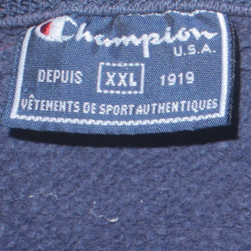 Champion Men's Blue 2XL Pullover Sweatshirt Logo Fleece