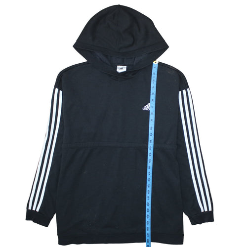 Adidas Womens Black Size M 12-14 Pullover Hoodie with Stripes