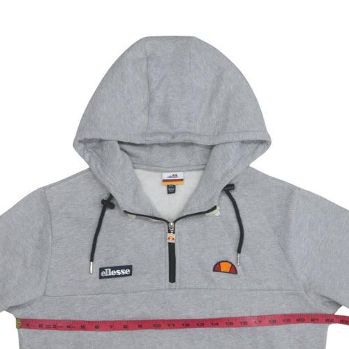 Ellesse Men Grey 1/2 Zip Hoodie L Regular Fit Sports Style